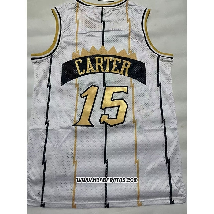 Camiseta Toronto Raptors Vince Carter #15 Mitchell & Ness 1998-99 Blanco Oro